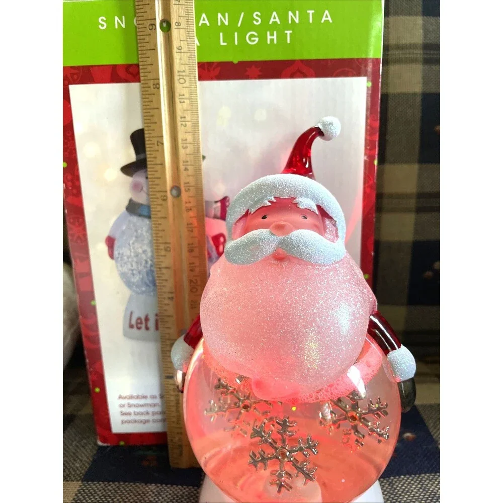 Lighted Santa Snow Globe Color Changing Lights Swirling Sparkles Christmas Decor